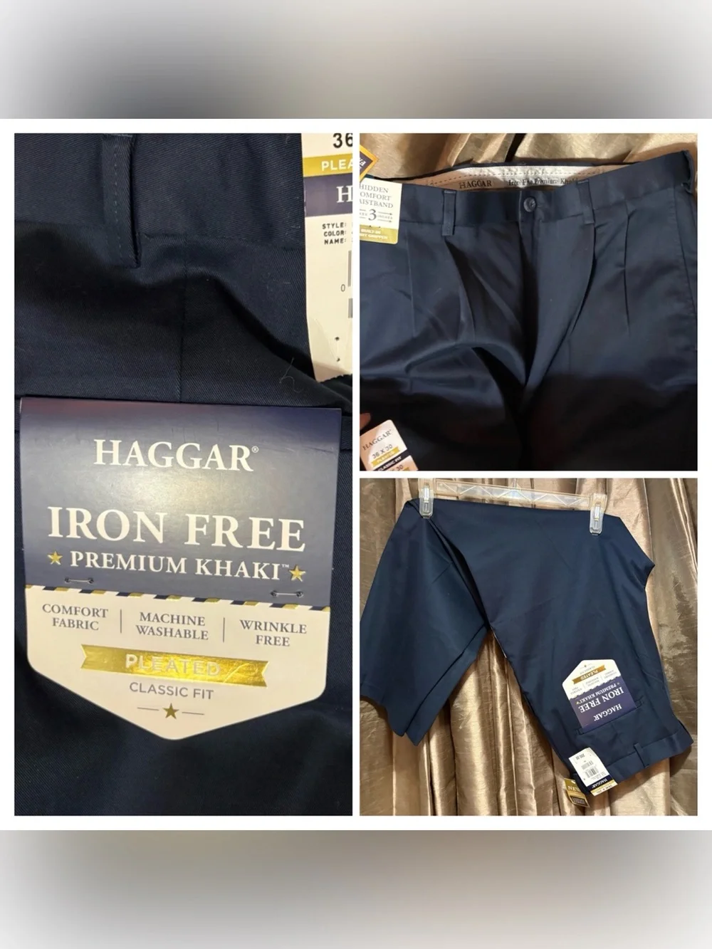 Haggar‎ Navy Flat Front Men's Dress Pants #1849